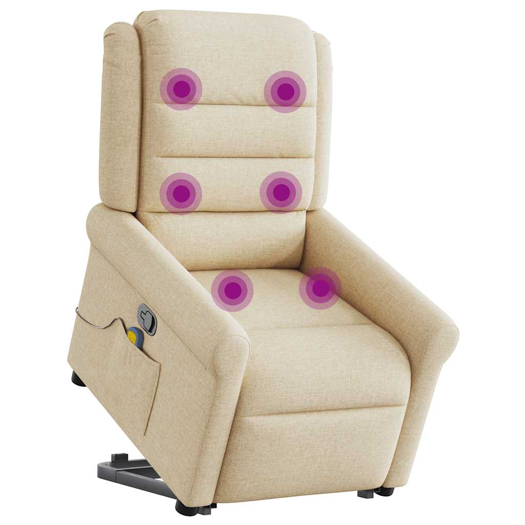 Sta-op-massagestoel verstelbaar stof crèmekleurig is nu te koop bij PeponiXL, paradijselijk wonen!