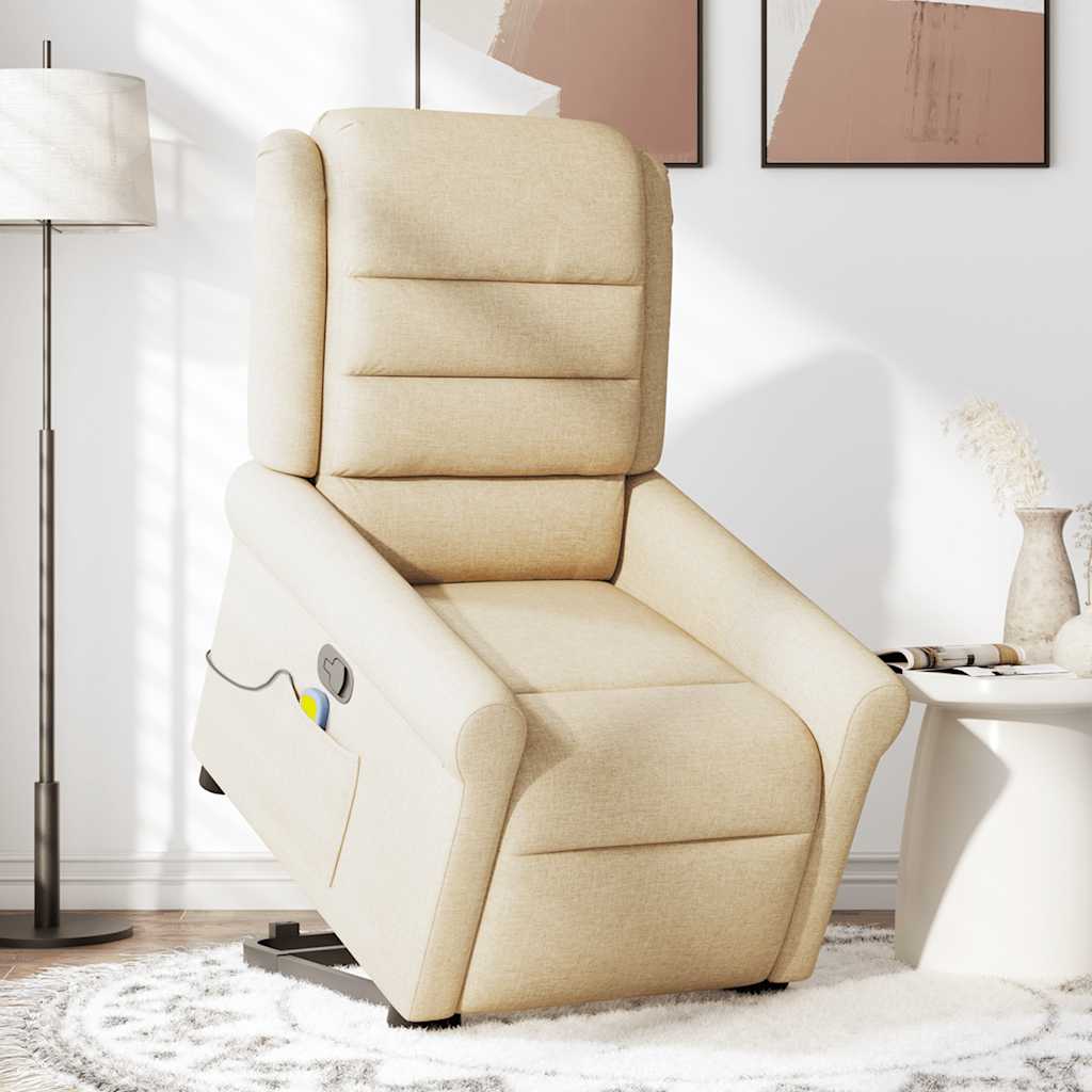 Sta-op-massagestoel verstelbaar stof crèmekleurig is nu te koop bij PeponiXL, paradijselijk wonen!