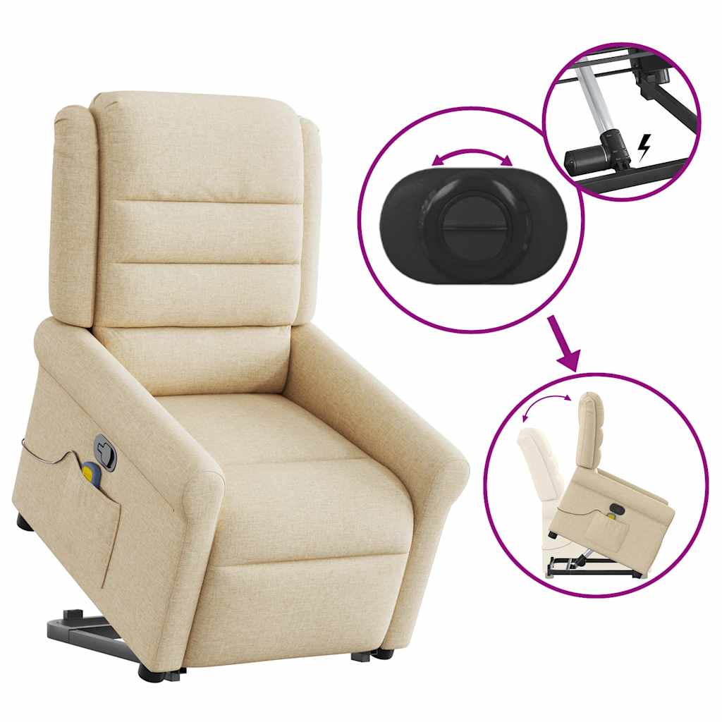 Sta-op-massagestoel verstelbaar stof crèmekleurig is nu te koop bij PeponiXL, paradijselijk wonen!