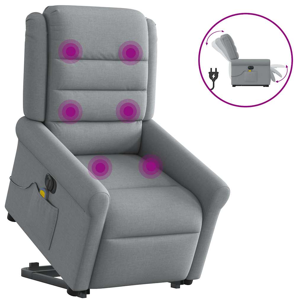 Sta-op-massagestoel elektrisch verstelbaar stof lichtgrijs is nu te koop bij PeponiXL, paradijselijk wonen!