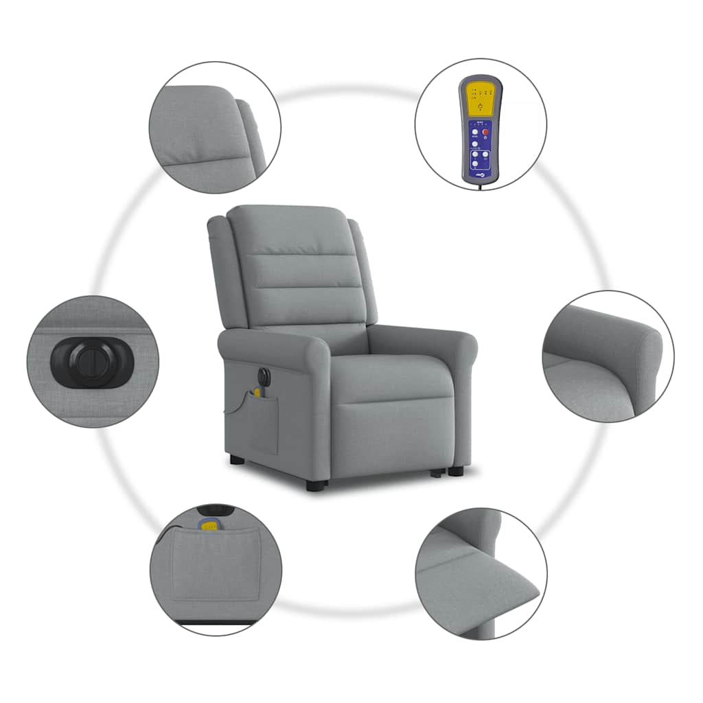 Sta-op-massagestoel elektrisch verstelbaar stof lichtgrijs is nu te koop bij PeponiXL, paradijselijk wonen!