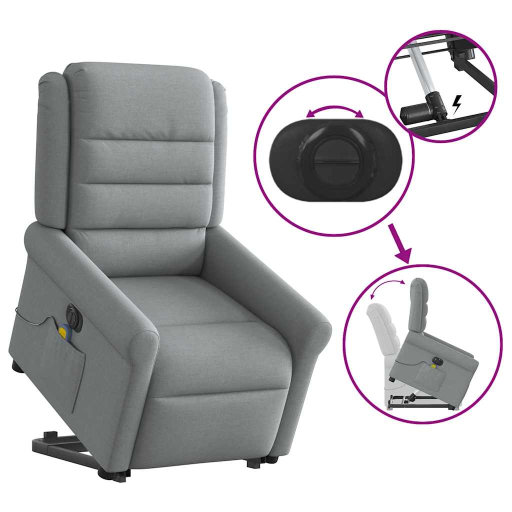 Sta-op-massagestoel elektrisch verstelbaar stof lichtgrijs is nu te koop bij PeponiXL, paradijselijk wonen!