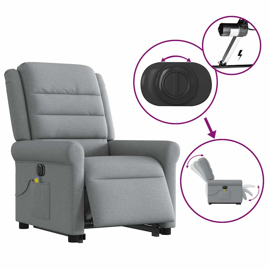Sta-op-massagestoel elektrisch verstelbaar stof lichtgrijs is nu te koop bij PeponiXL, paradijselijk wonen!