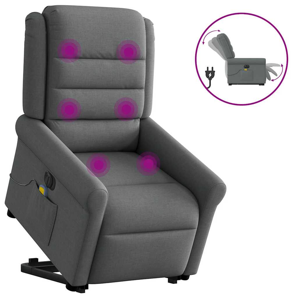 Sta-op-massagestoel elektrisch verstelbaar stof donkergrijs is nu te koop bij PeponiXL, paradijselijk wonen!