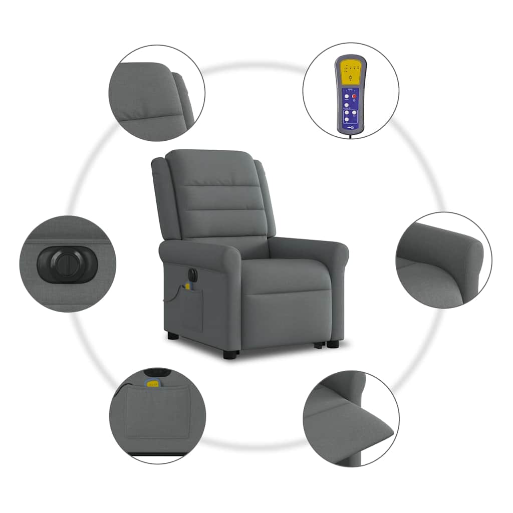 Sta-op-massagestoel elektrisch verstelbaar stof donkergrijs is nu te koop bij PeponiXL, paradijselijk wonen!