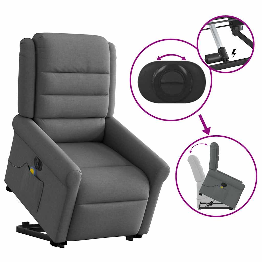 Sta-op-massagestoel elektrisch verstelbaar stof donkergrijs is nu te koop bij PeponiXL, paradijselijk wonen!