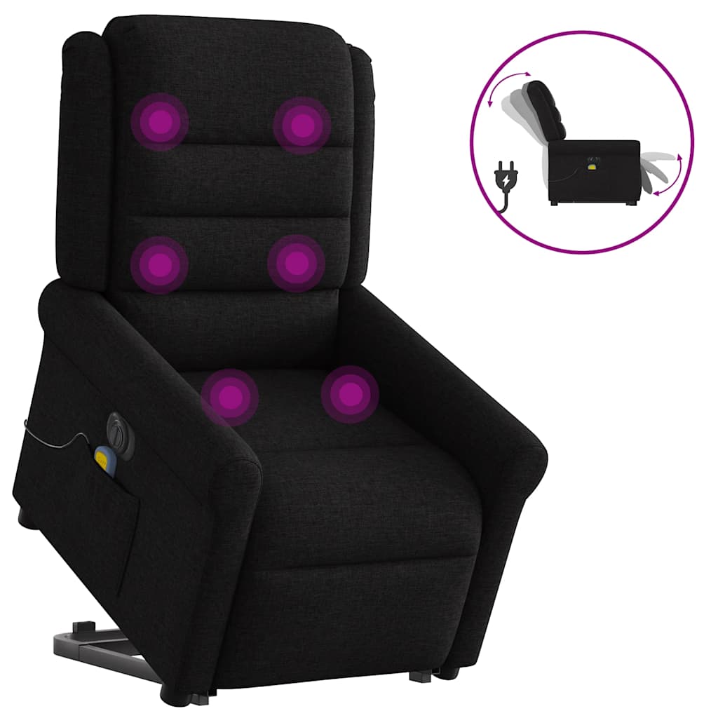 Sta-op-massagestoel elektrisch verstelbaar stof zwart is nu te koop bij PeponiXL, paradijselijk wonen!