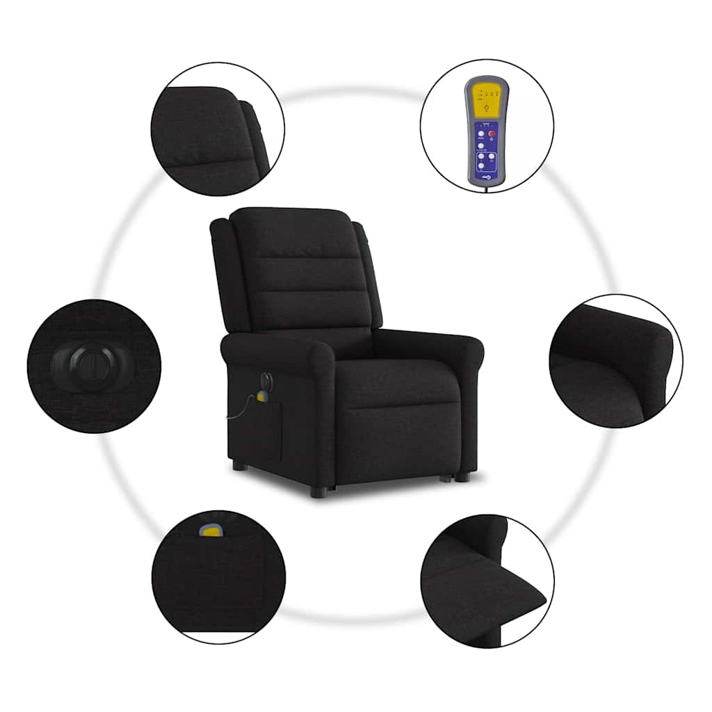 Sta-op-massagestoel elektrisch verstelbaar stof zwart is nu te koop bij PeponiXL, paradijselijk wonen!