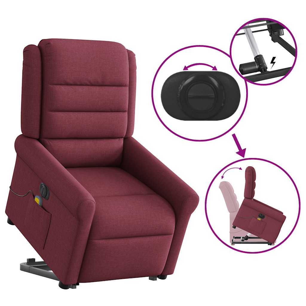 Sta-op-massagestoel elektrisch verstelbaar stof wijnrood is nu te koop bij PeponiXL, paradijselijk wonen!