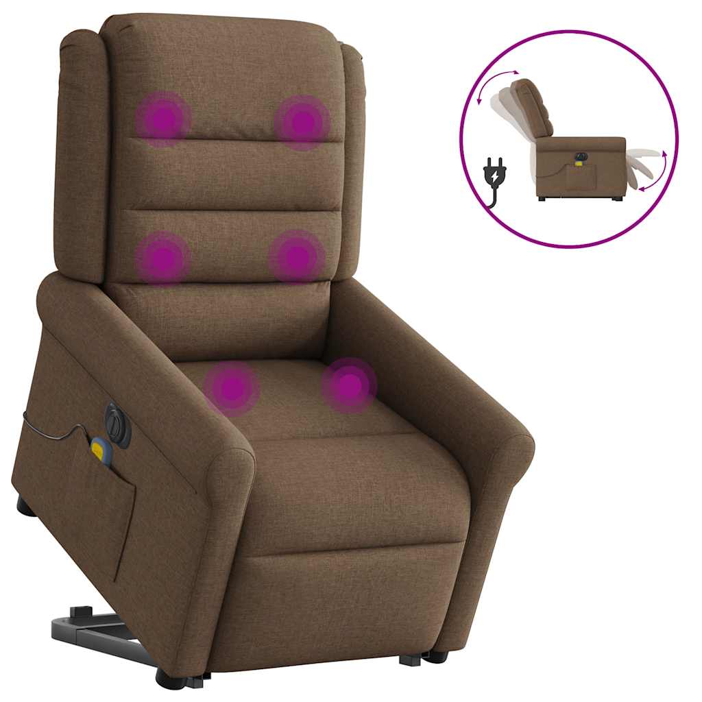 Sta-op-massagestoel elektrisch verstelbaar stof bruin is nu te koop bij PeponiXL, paradijselijk wonen!