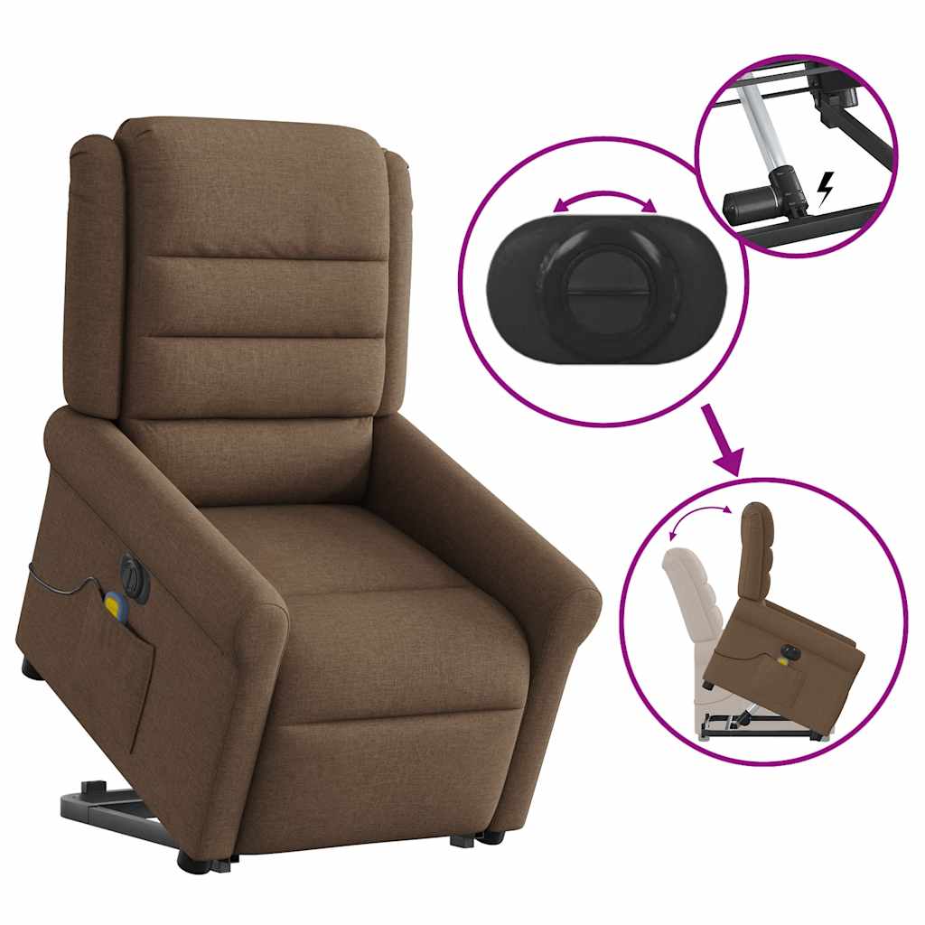 Sta-op-massagestoel elektrisch verstelbaar stof bruin is nu te koop bij PeponiXL, paradijselijk wonen!
