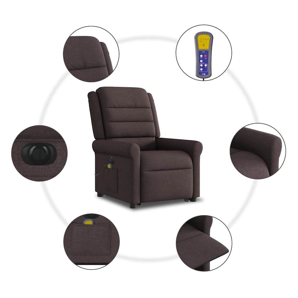 Sta-op-massagestoel elektrisch verstelbaar stof donkerbruin is nu te koop bij PeponiXL, paradijselijk wonen!