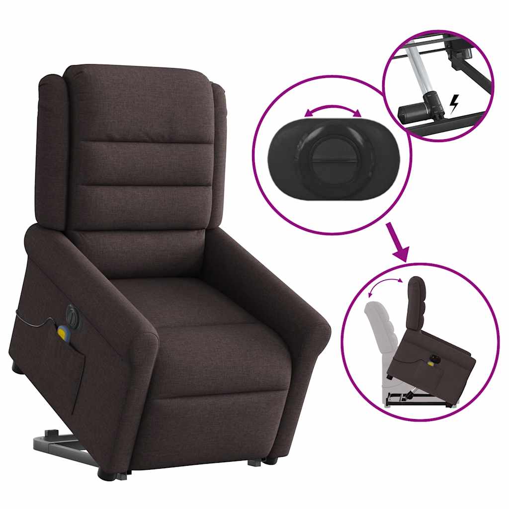 Sta-op-massagestoel elektrisch verstelbaar stof donkerbruin is nu te koop bij PeponiXL, paradijselijk wonen!