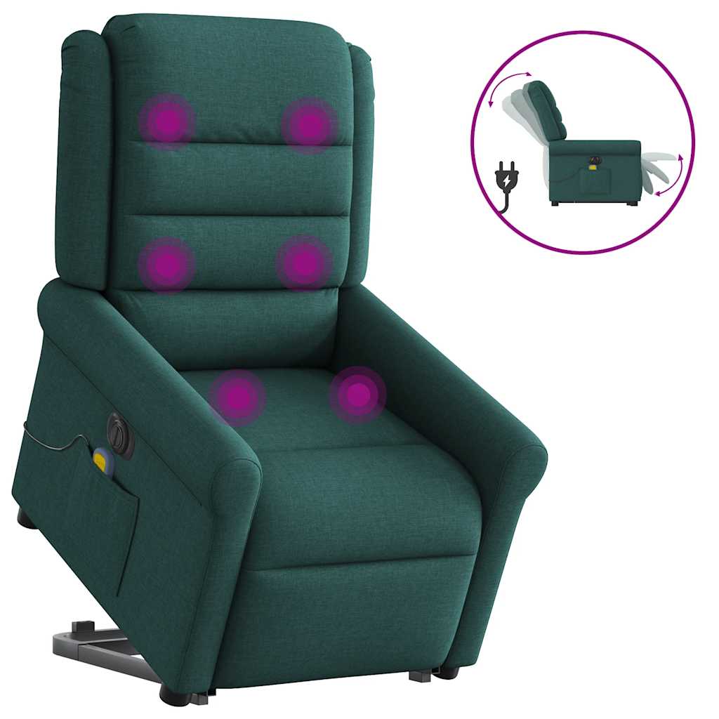 Sta-op-massagestoel elektrisch verstelbaar stof donkergroen is nu te koop bij PeponiXL, paradijselijk wonen!