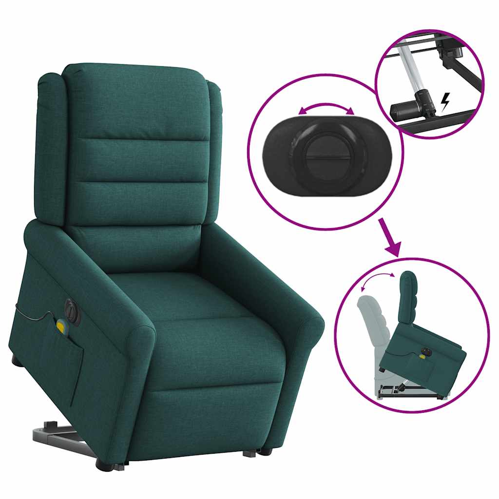 Sta-op-massagestoel elektrisch verstelbaar stof donkergroen is nu te koop bij PeponiXL, paradijselijk wonen!