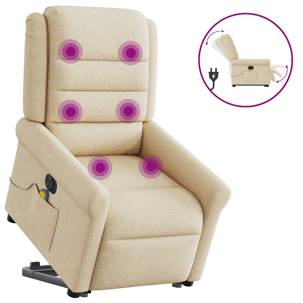 Sta-op-massagestoel elektrisch verstelbaar stof crèmekleurig is nu te koop bij PeponiXL, paradijselijk wonen!