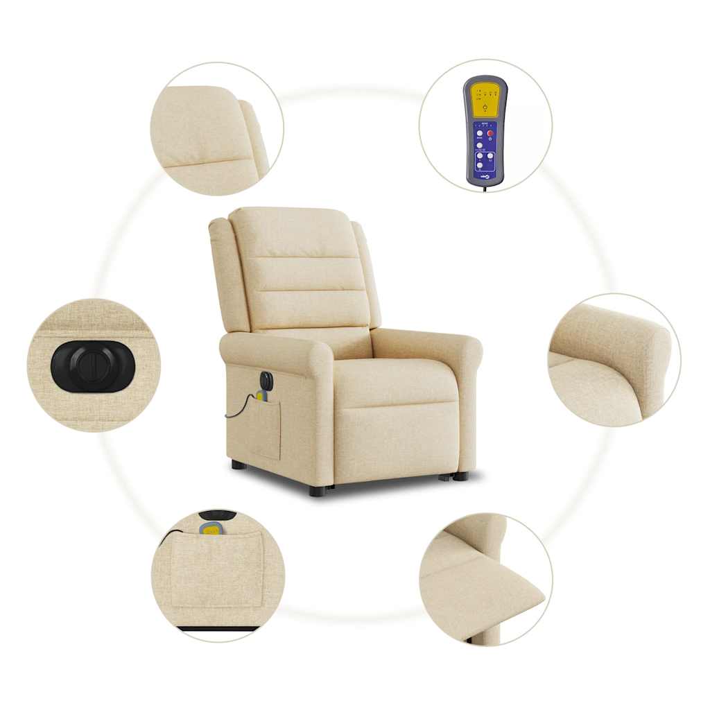 Sta-op-massagestoel elektrisch verstelbaar stof crèmekleurig is nu te koop bij PeponiXL, paradijselijk wonen!