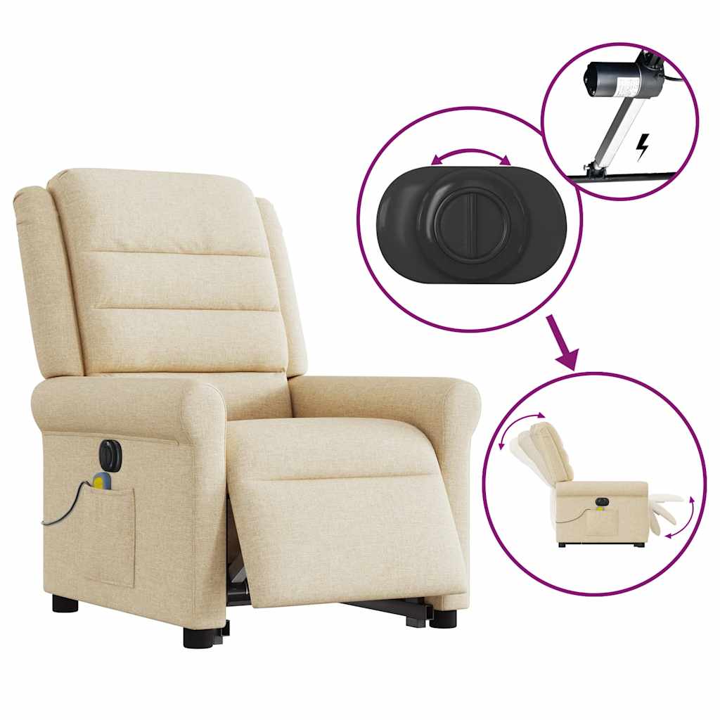 Sta-op-massagestoel elektrisch verstelbaar stof crèmekleurig is nu te koop bij PeponiXL, paradijselijk wonen!