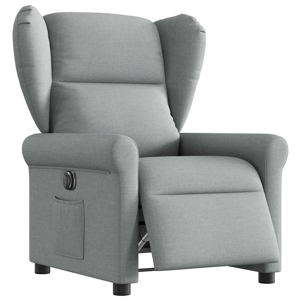 Fauteuil elektrisch verstelbaar stof lichtgrijs is nu te koop bij PeponiXL, paradijselijk wonen!