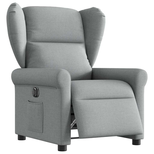 Fauteuil elektrisch verstelbaar stof lichtgrijs is nu te koop bij PeponiXL, paradijselijk wonen!