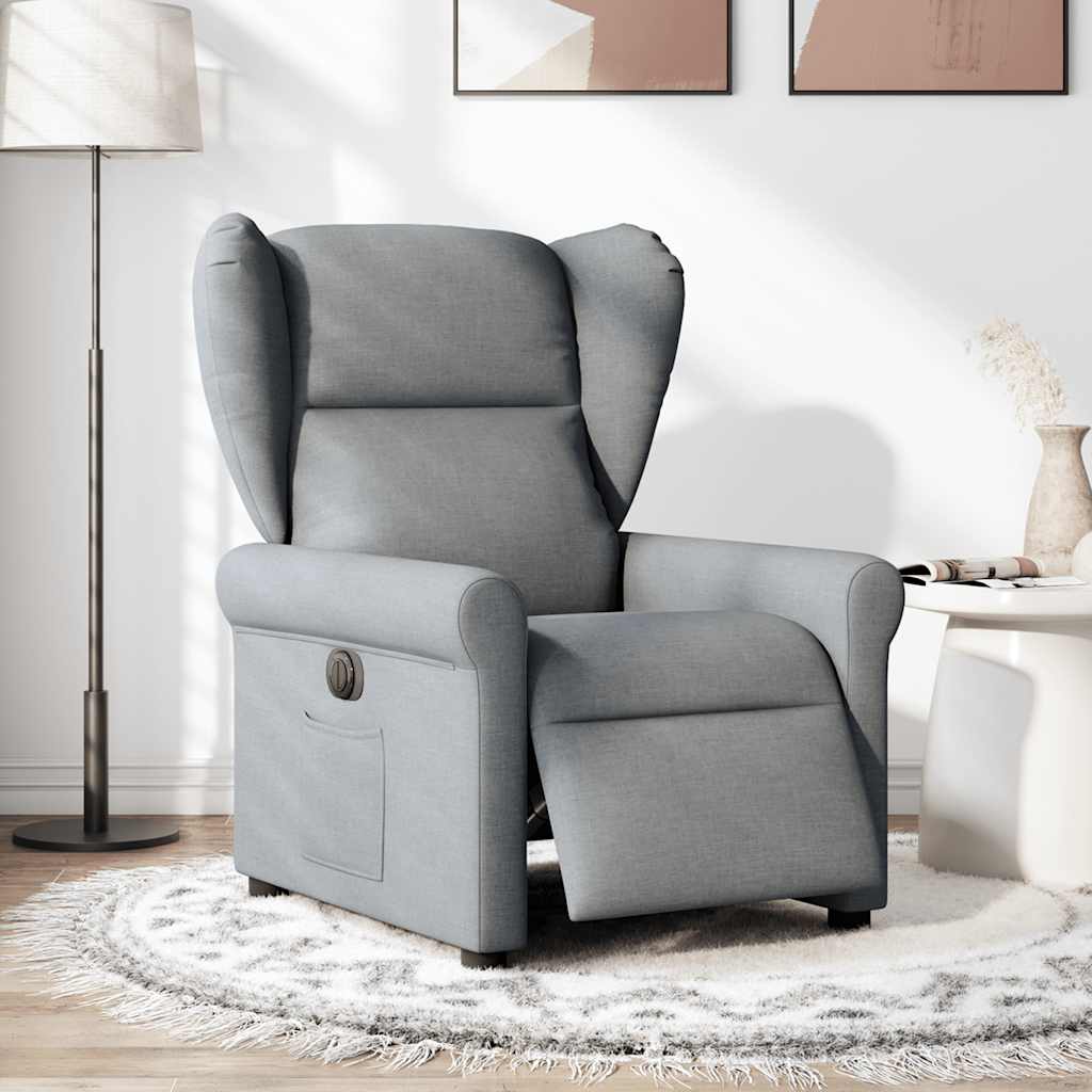 Fauteuil elektrisch verstelbaar stof lichtgrijs is nu te koop bij PeponiXL, paradijselijk wonen!