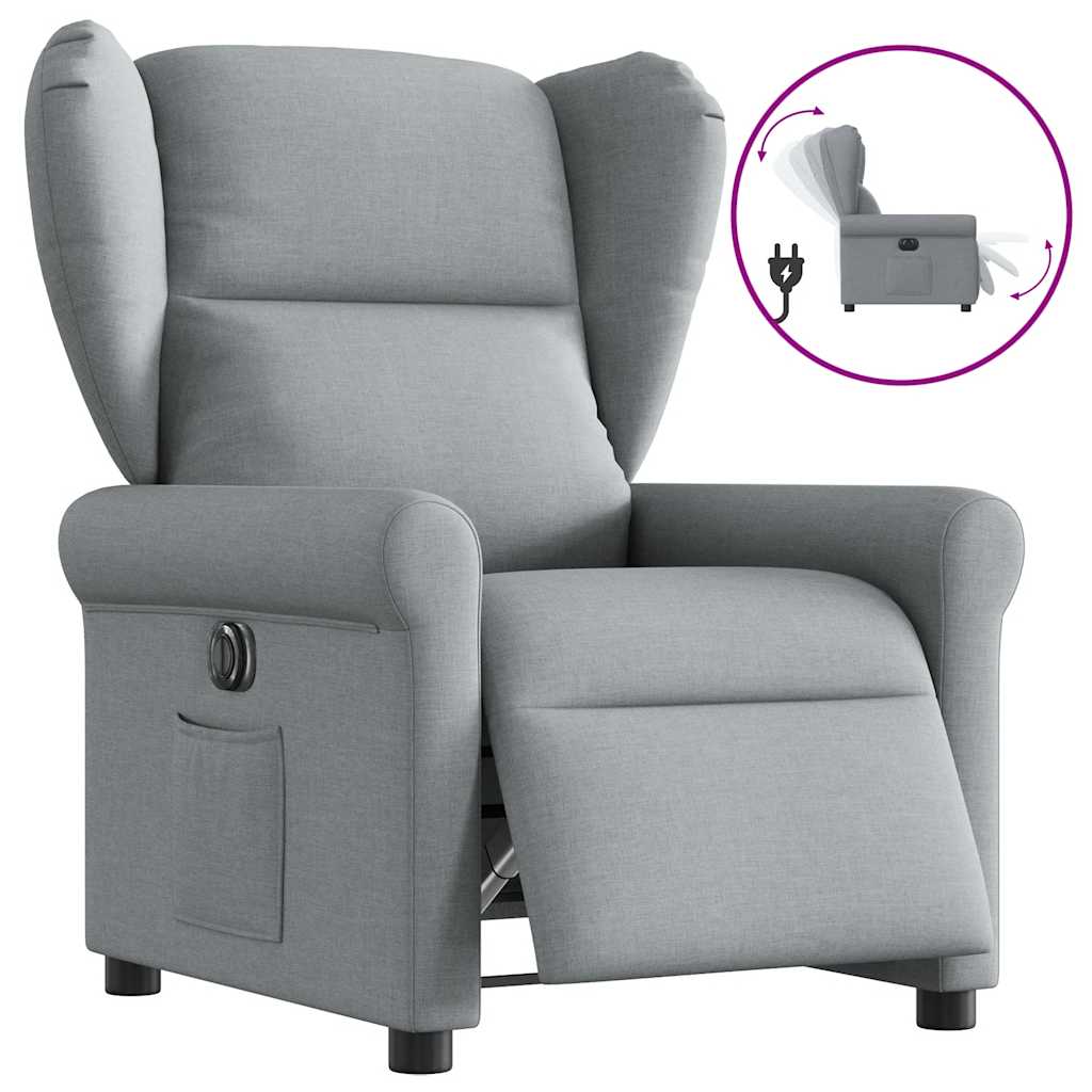 Fauteuil elektrisch verstelbaar stof lichtgrijs is nu te koop bij PeponiXL, paradijselijk wonen!
