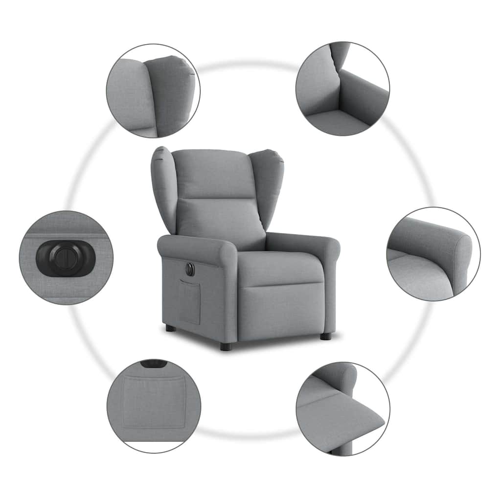 Fauteuil elektrisch verstelbaar stof lichtgrijs is nu te koop bij PeponiXL, paradijselijk wonen!