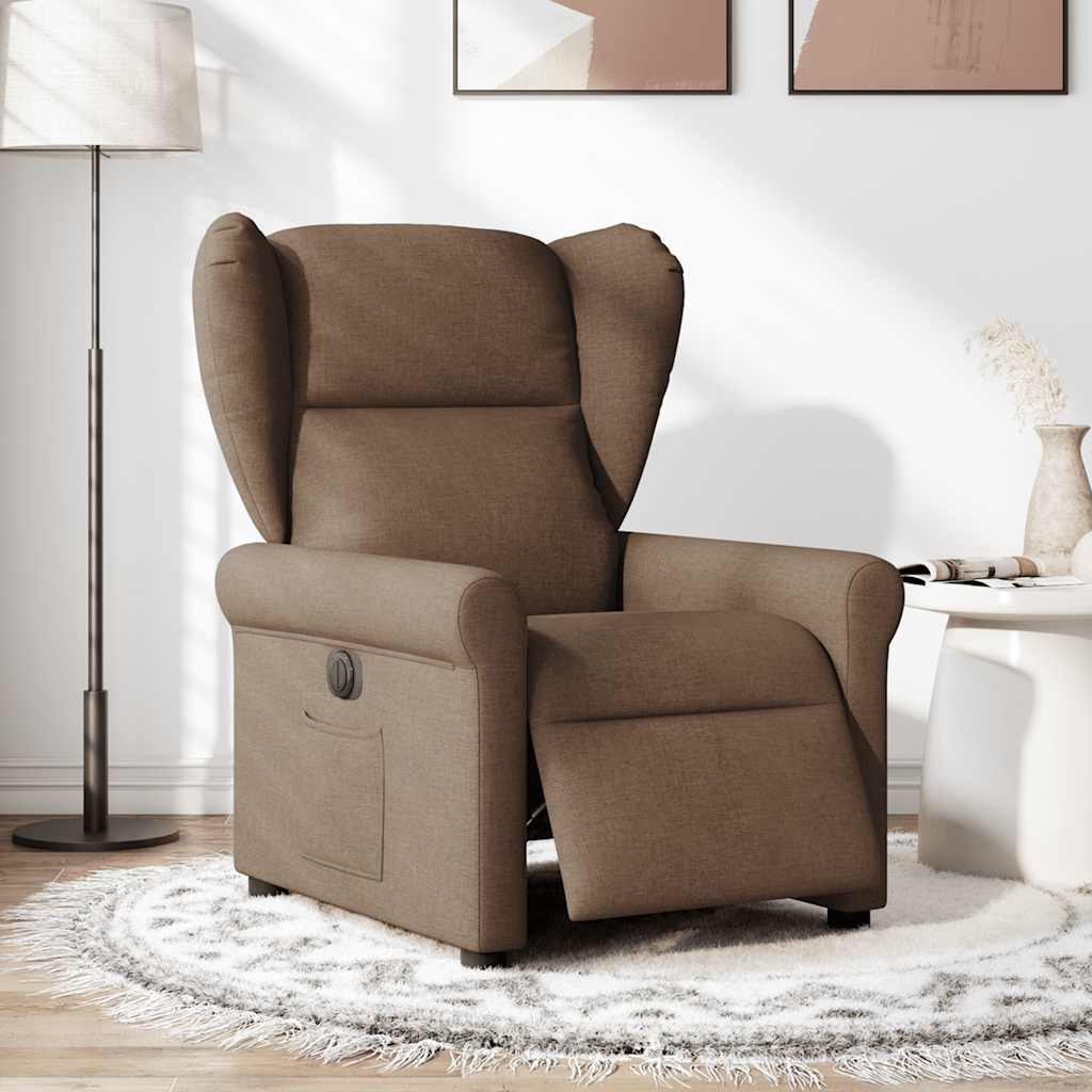 Fauteuil verstelbaar elektrisch stof bruin is nu te koop bij PeponiXL, paradijselijk wonen!