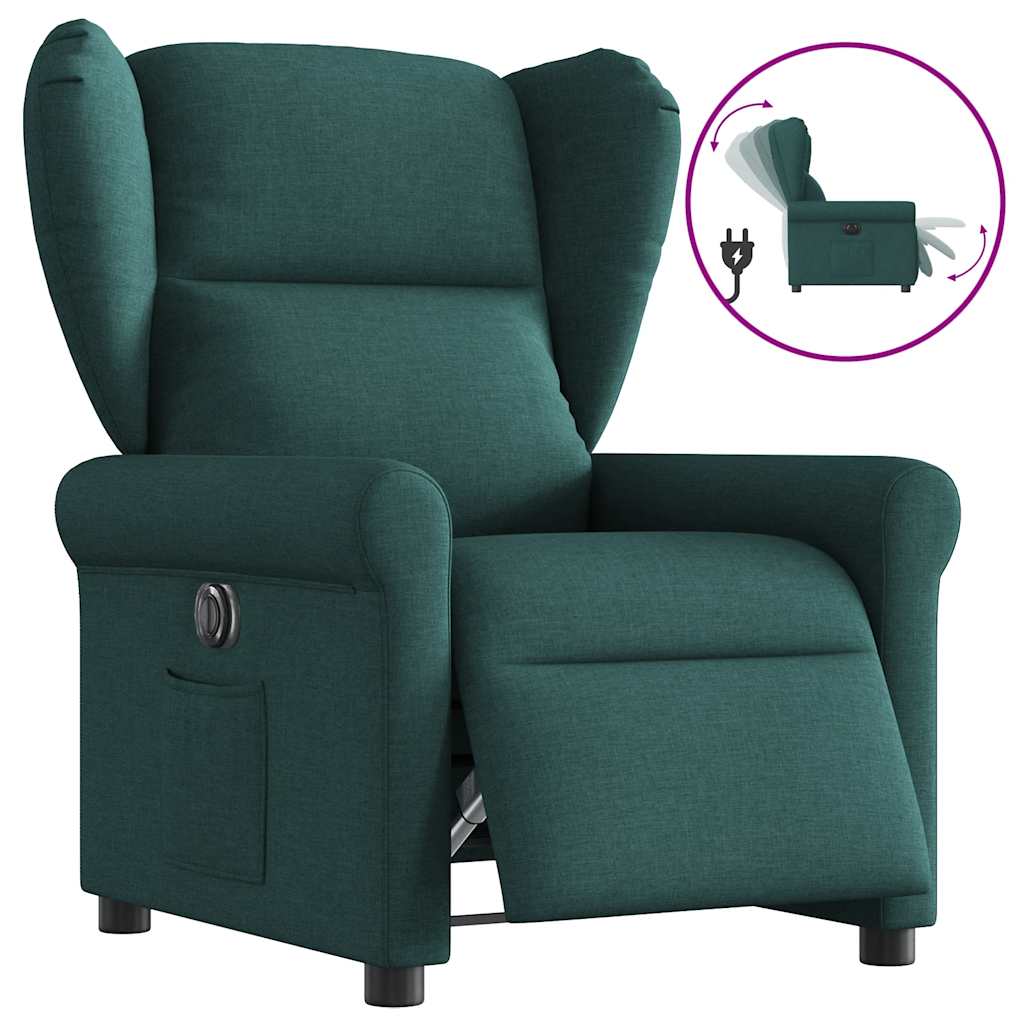 Fauteuil verstelbaar elektrisch stof donkergroen