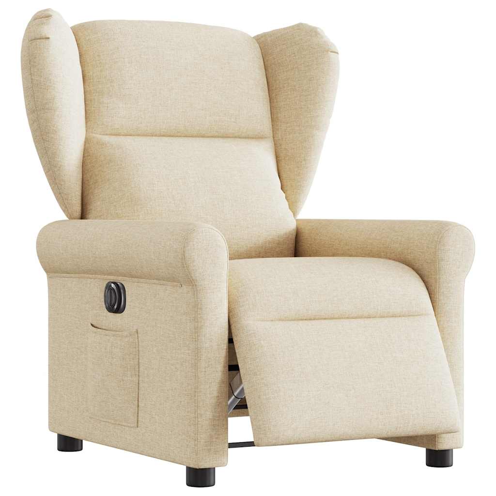 Fauteuil verstelbaar elektrisch stof crèmekleurig is nu te koop bij PeponiXL, paradijselijk wonen!