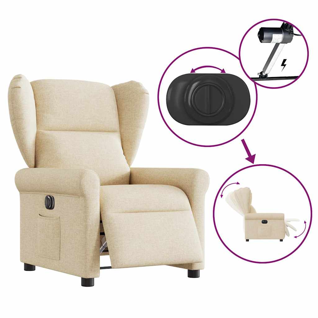 Fauteuil verstelbaar elektrisch stof crèmekleurig is nu te koop bij PeponiXL, paradijselijk wonen!