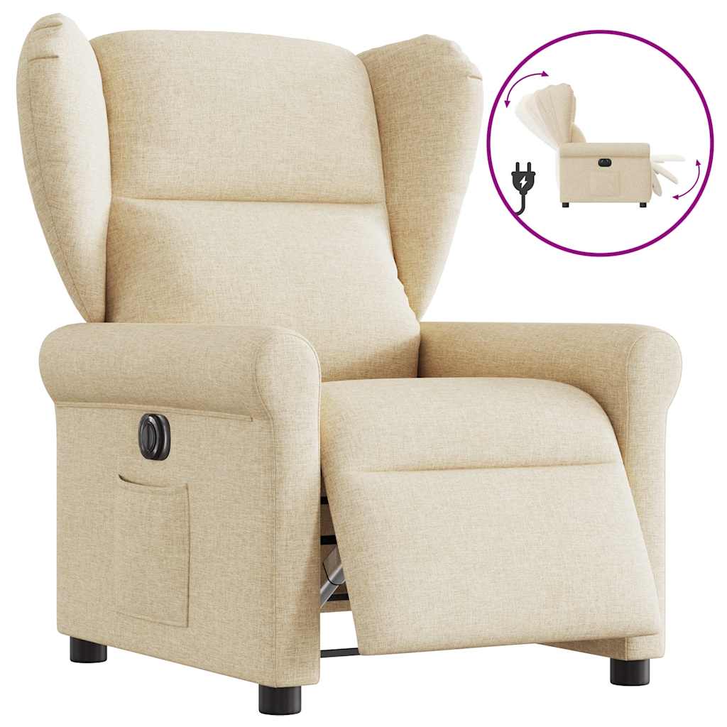 Fauteuil verstelbaar elektrisch stof crèmekleurig is nu te koop bij PeponiXL, paradijselijk wonen!