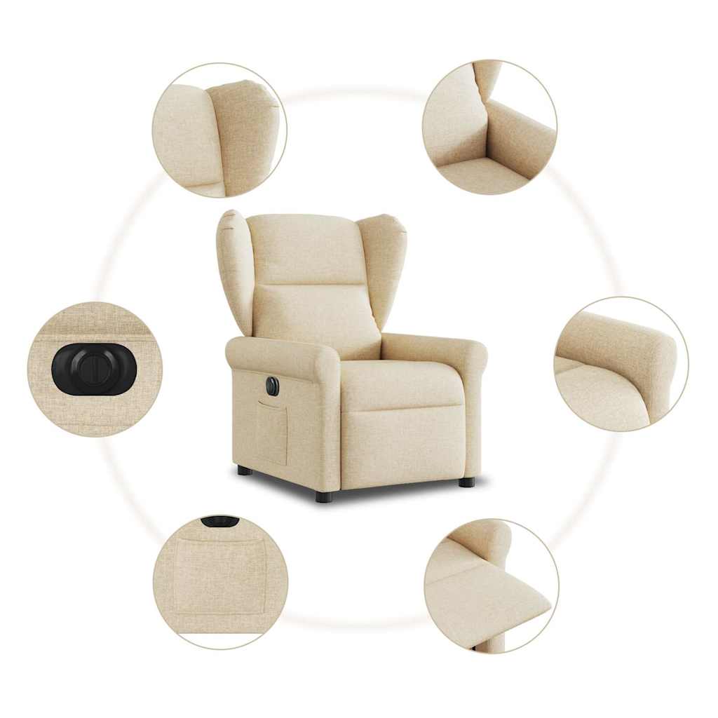 Fauteuil verstelbaar elektrisch stof crèmekleurig is nu te koop bij PeponiXL, paradijselijk wonen!