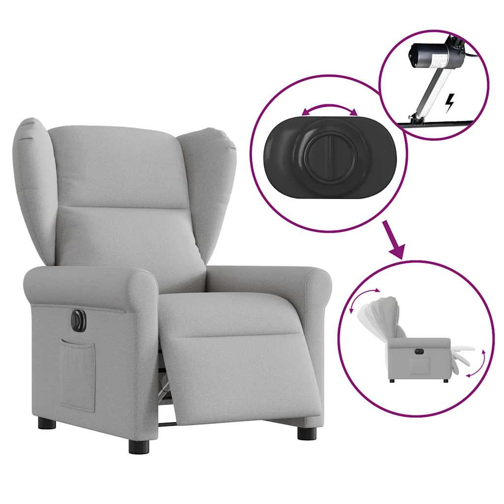 Fauteuil elektrisch verstelbaar stof wolk grijs is nu te koop bij PeponiXL, paradijselijk wonen!
