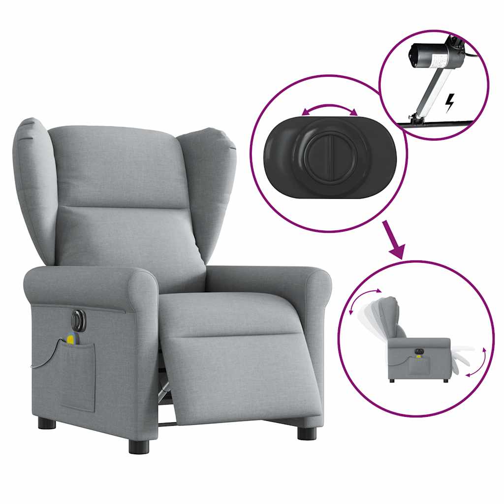Massagestoel elektrisch verstelbaar stof lichtgrijs is nu te koop bij PeponiXL, paradijselijk wonen!