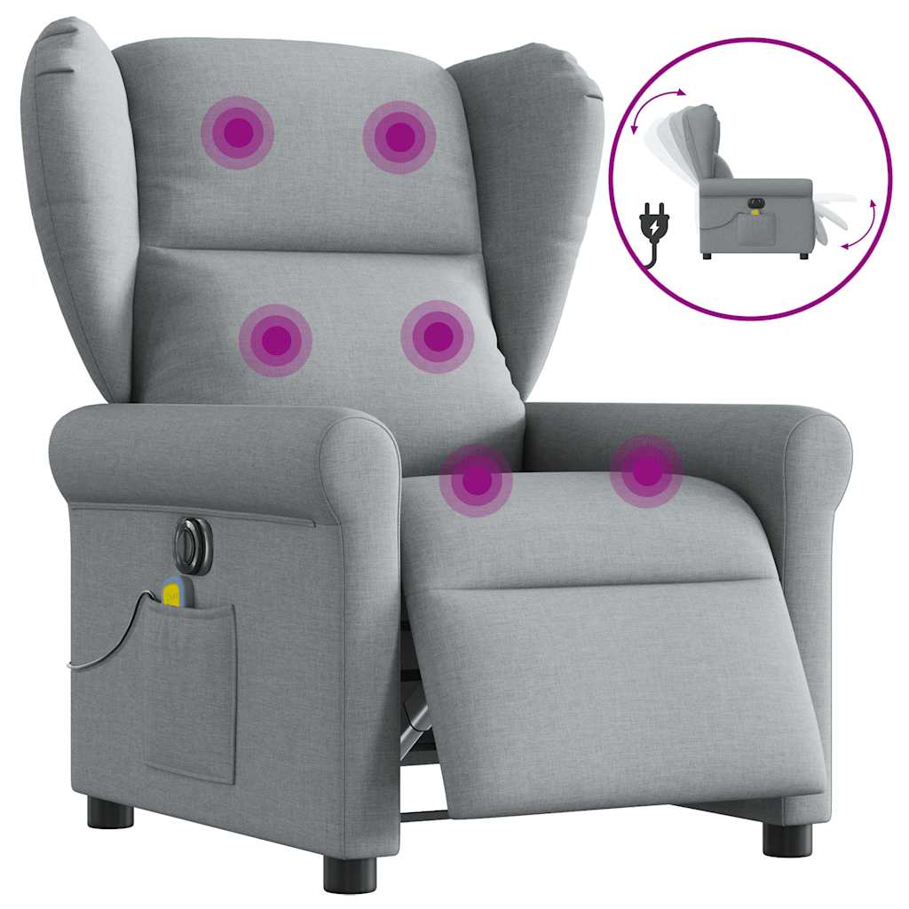 Massagestoel elektrisch verstelbaar stof lichtgrijs is nu te koop bij PeponiXL, paradijselijk wonen!