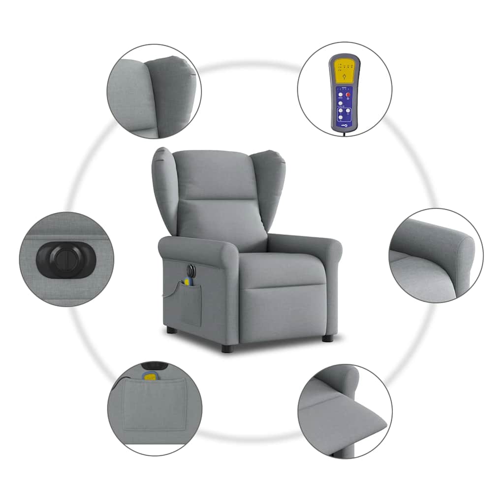 Massagestoel elektrisch verstelbaar stof lichtgrijs is nu te koop bij PeponiXL, paradijselijk wonen!