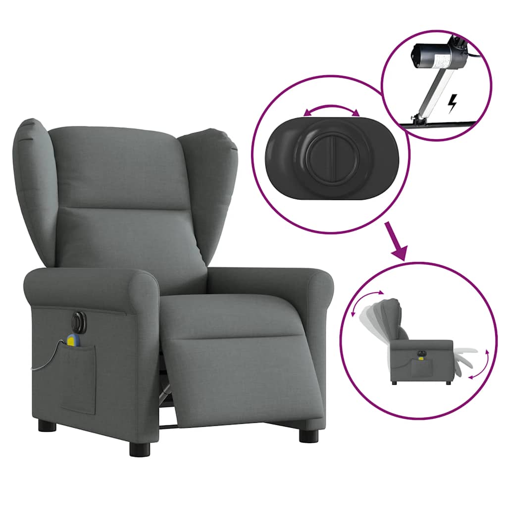 Massagestoel elektrisch verstelbaar stof donkergrijs is nu te koop bij PeponiXL, paradijselijk wonen!