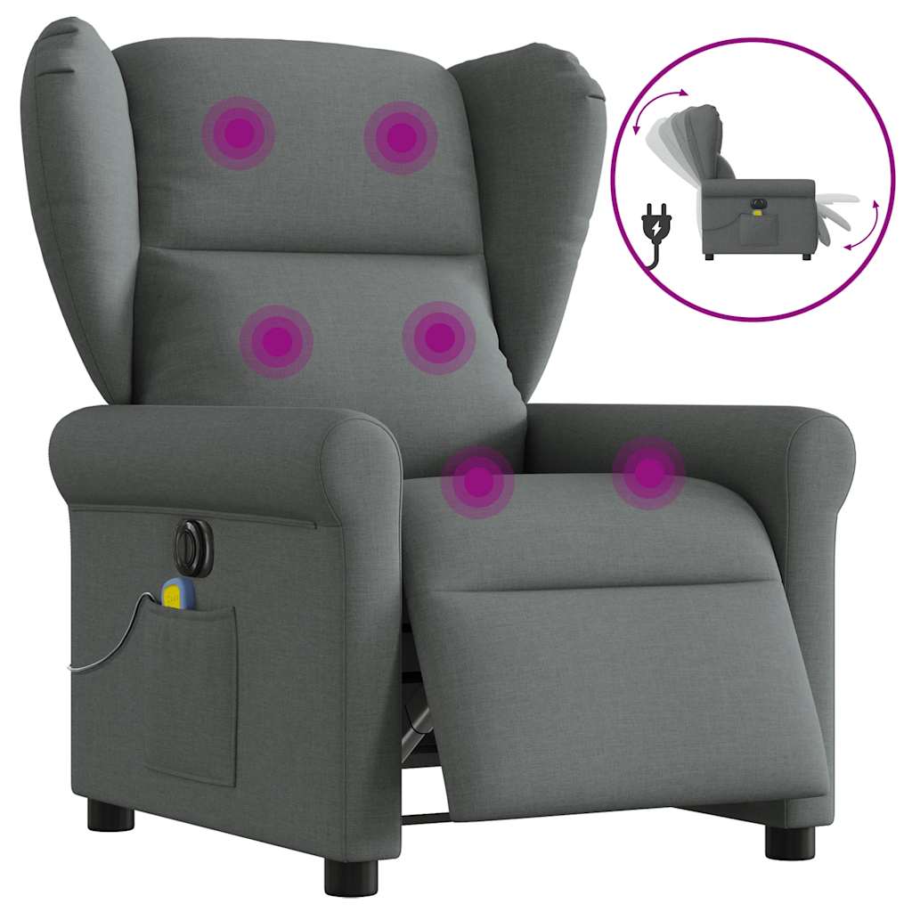 Massagestoel elektrisch verstelbaar stof donkergrijs is nu te koop bij PeponiXL, paradijselijk wonen!