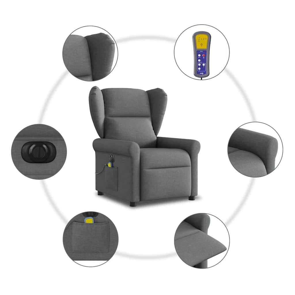 Massagestoel elektrisch verstelbaar stof donkergrijs is nu te koop bij PeponiXL, paradijselijk wonen!
