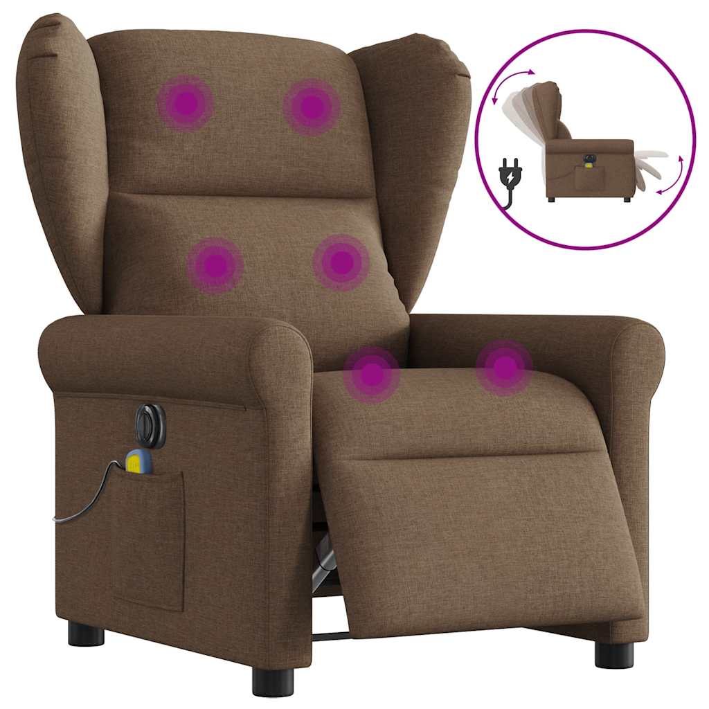 Massagestoel elektrisch verstelbaar stof bruin is nu te koop bij PeponiXL, paradijselijk wonen!