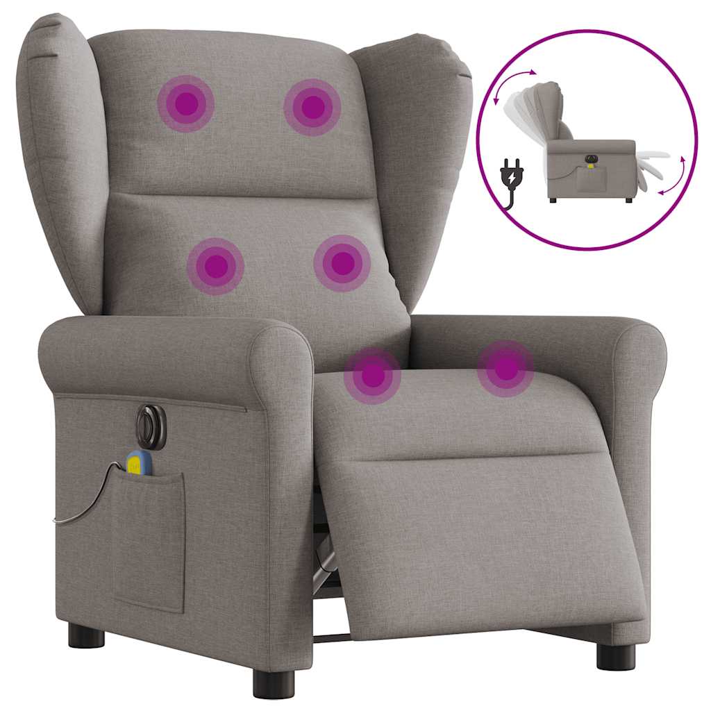Massagestoel elektrisch verstelbaar stof taupe is nu te koop bij PeponiXL, paradijselijk wonen!