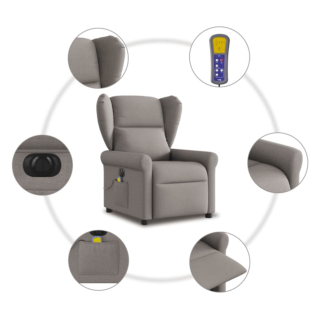 Massagestoel elektrisch verstelbaar stof taupe is nu te koop bij PeponiXL, paradijselijk wonen!