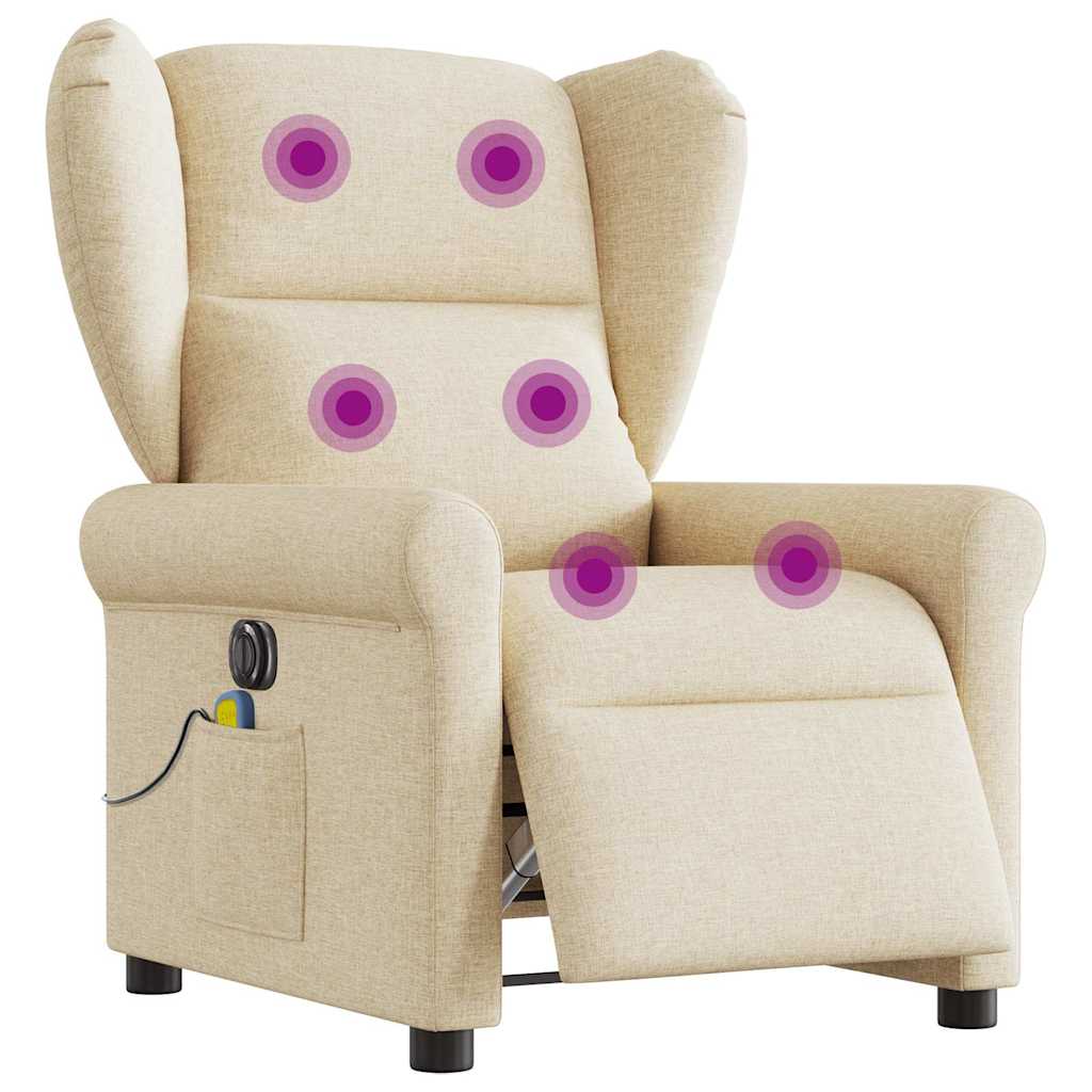 Massagestoel elektrisch verstelbaar stof crèmekleurig is nu te koop bij PeponiXL, paradijselijk wonen!