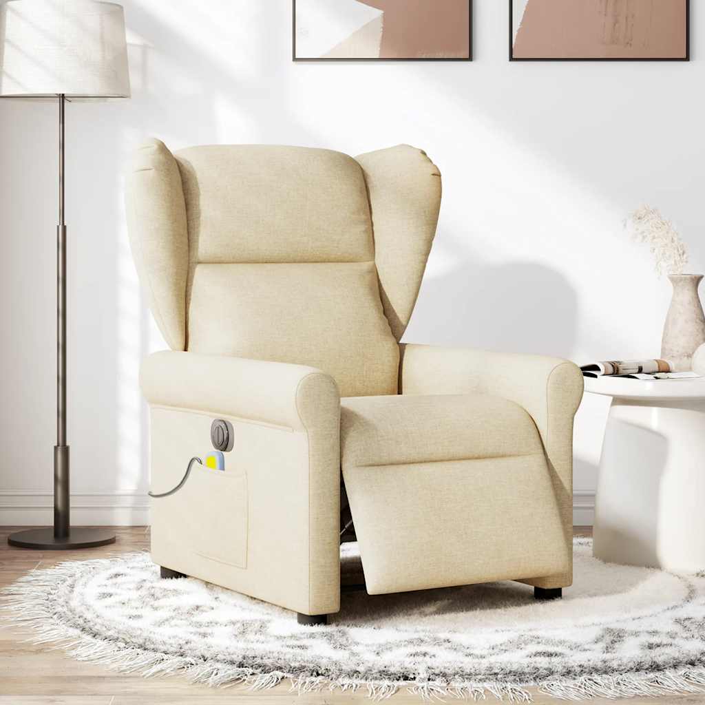 Massagestoel elektrisch verstelbaar stof crèmekleurig is nu te koop bij PeponiXL, paradijselijk wonen!