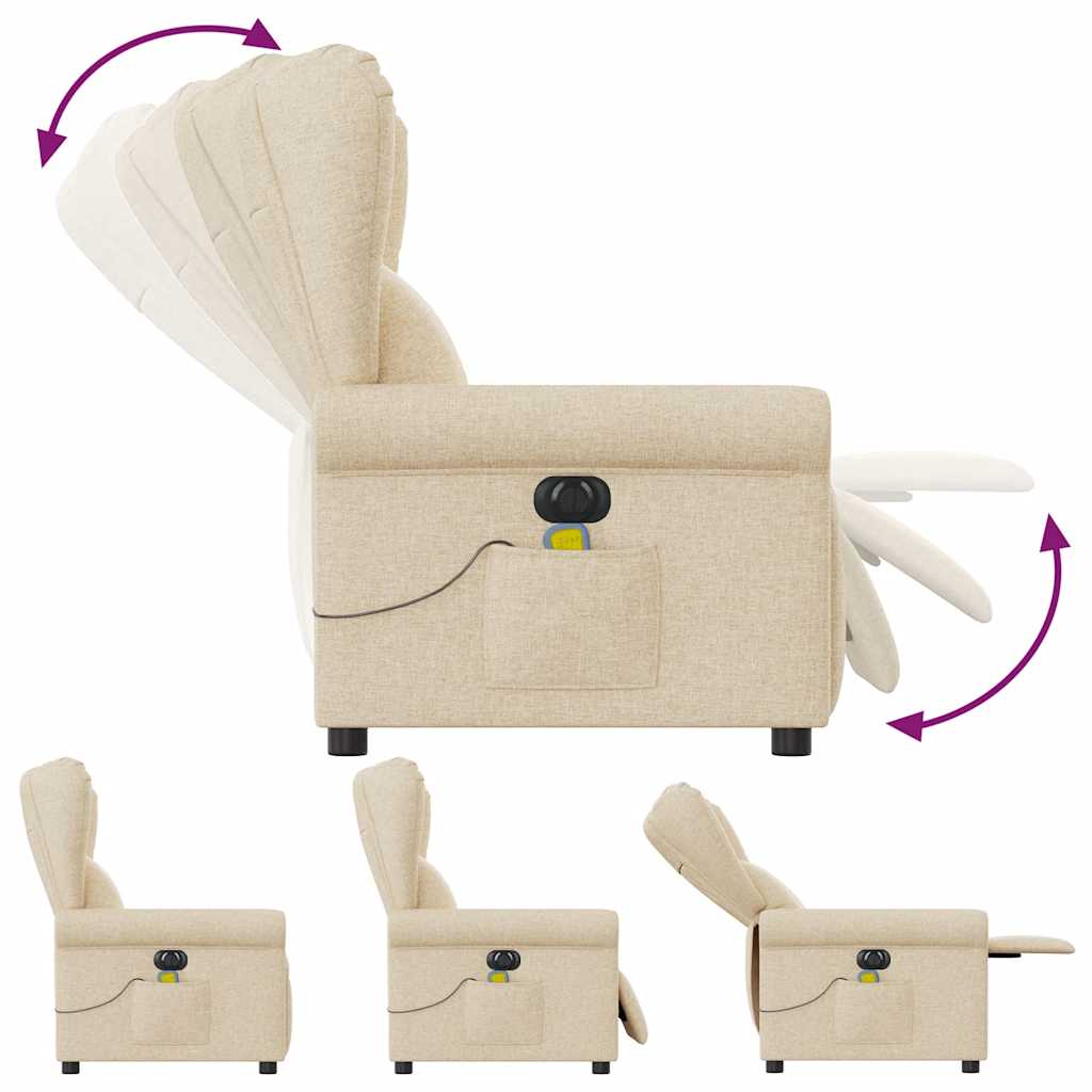 Massagestoel elektrisch verstelbaar stof crèmekleurig is nu te koop bij PeponiXL, paradijselijk wonen!