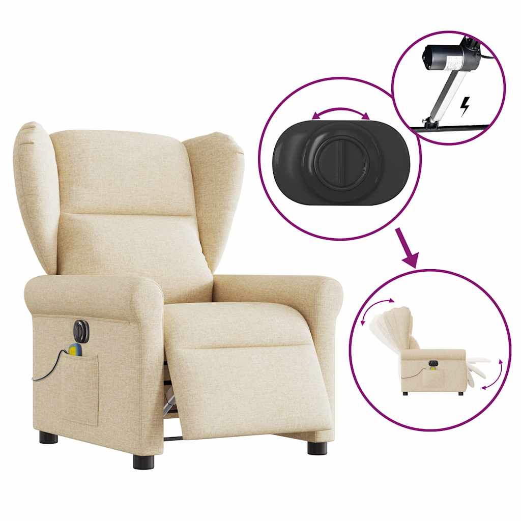 Massagestoel elektrisch verstelbaar stof crèmekleurig is nu te koop bij PeponiXL, paradijselijk wonen!