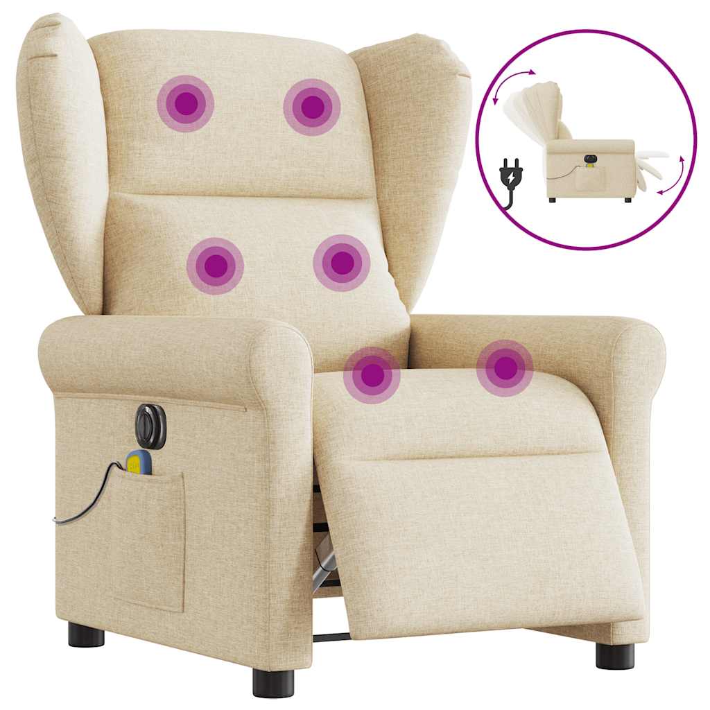 Massagestoel elektrisch verstelbaar stof crèmekleurig is nu te koop bij PeponiXL, paradijselijk wonen!