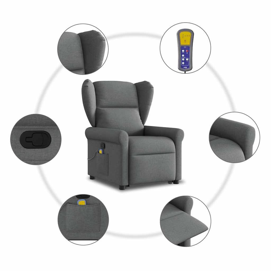 Sta-op-massagestoel verstelbaar stof donkergrijs is nu te koop bij PeponiXL, paradijselijk wonen!