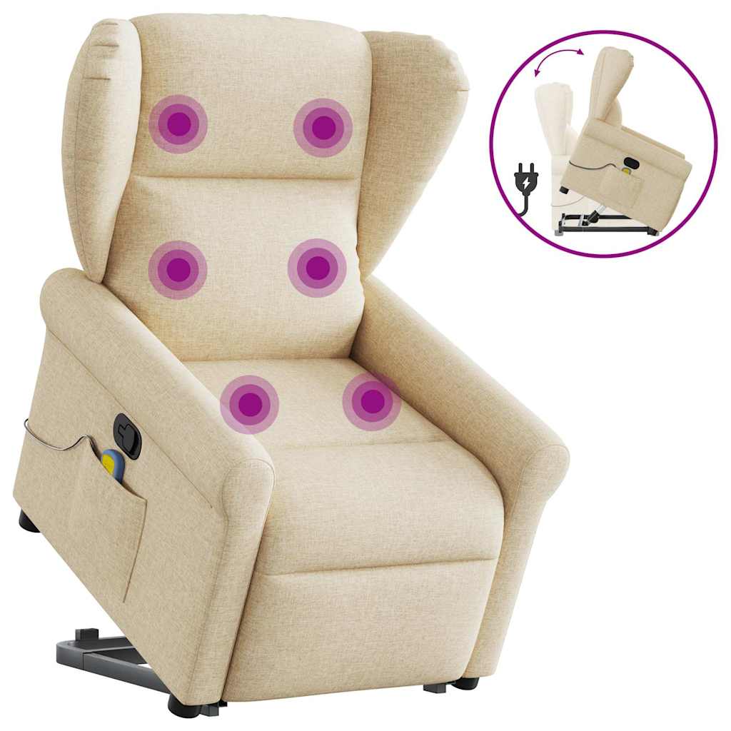 Sta-op-massagestoel verstelbaar stof crèmekleurig is nu te koop bij PeponiXL, paradijselijk wonen!